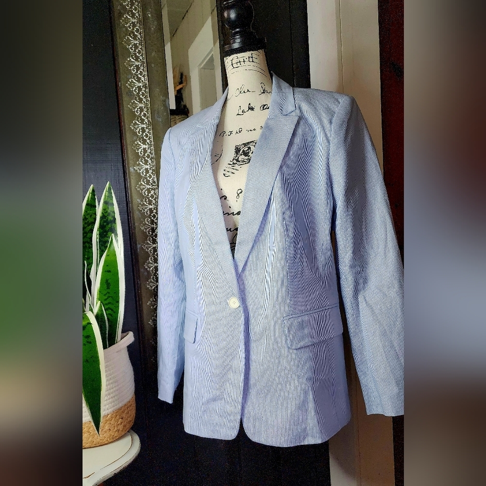 NWT LOFT Sky Blue Pinstripe Blazer